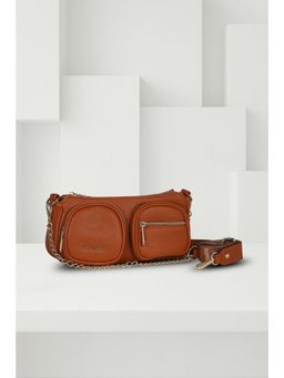 Van Heusen - Women Brown Solid Casual Sling Bag