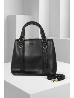 Van Heusen - Women Black Solid Casual Handbag with Detachable Strap