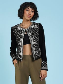 Label Ritu Kumar - Round Neck Full Sleeve Embroidered Jacket