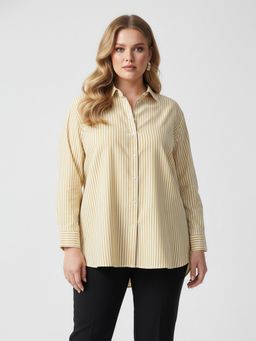 Qurvii - Yellow Stripe Cotton Shirt