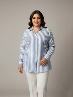 Qurvii - Blue Stripe Linen Shirt