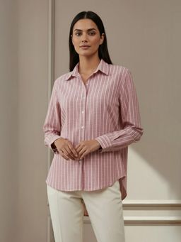 Qurvii - Pink Stripe Linen Shirt