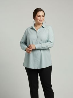 Qurvii - Teal Stripe Cotton Shirt