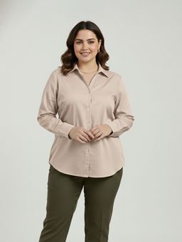 Qurvii - Beige Poplin Shirt