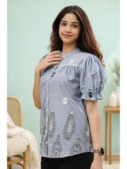 TULSATTVA - Grey Block Print Shirt