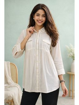 TULSATTVA - Off White Rayon Shirt