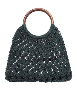 Astrid - Green Macrame Bag with Wooden Handle
