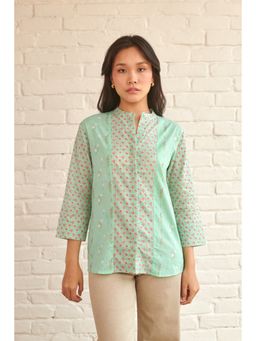Prakriti Jaipur - Blue Daisy Paneled Shirt