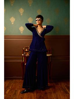 REETI ARNEJA - Navy Blue Enigma Kurta with Pant (Set of 2)