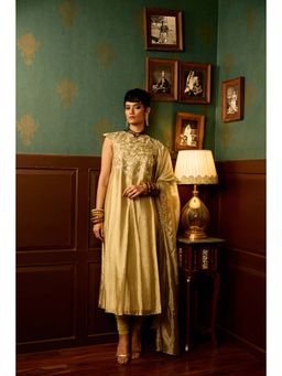 REETI ARNEJA - Gul Beige Anarkali with Churidar and Dupatta (Set of 3)