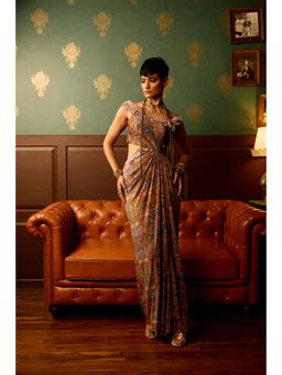 REETI ARNEJA - Multi-Colour Prism Bloom Drape Gown