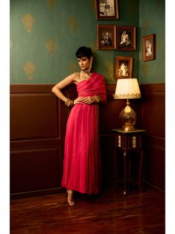 REETI ARNEJA - Pink Cosmo Drape Attached Gown