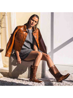 Saint G - Audette Cognac Leather Calf Boots