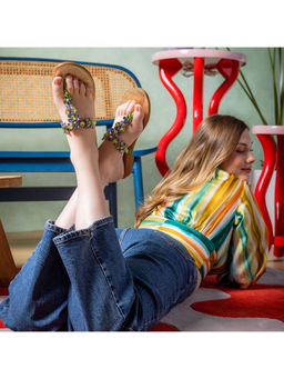 Saint G - Womens Green Genuine Leather Flats