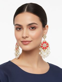 Zoey - White Kundan and Pearl Chandbali Earring