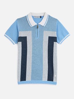 Blue Giraffe - Boys Multi-Color Textured Collared Neck Regular Fit Polo T-shirt