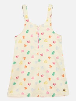 ELLE - Girls Cream Heart Shape Square Neck A Line Pinafore A-Line Dress