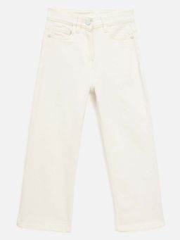ELLE - Girls White Solid Straight Fit Mid Rise Stretchable Jeans