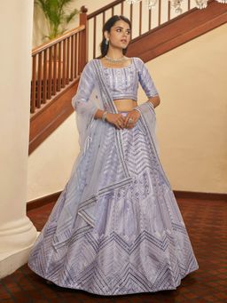 Odette - Impressive Lavender Silk Semi Stitched Lehenga With Unstitched Blouse (Set of 3)