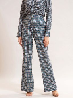 Twenty Dresses by Nykaa Fashion - Blue Printed Fit and Flare Pants