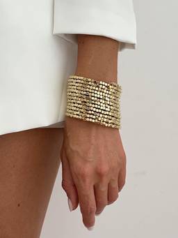 AQUASTREET - Beaded Gold Plated Anti-Tarnish Flexible Stack Bracelet