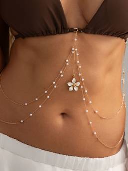 AQUASTREET - Floral Pearl Beads Gold Plated Anti-Tarnish Layered Bikini Waist Chain
