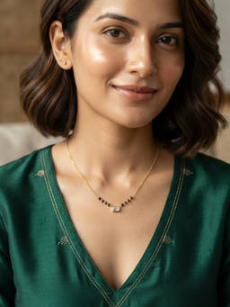 Soraya Luxe - 925 Sterling Silver Minimal Octa 18K Gold Plated Mangalsutra Necklace