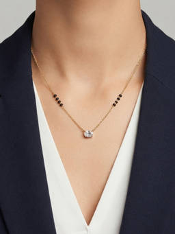 Soraya Luxe - 925 Sterling Silver Oval Solitaire 18K Gold Plated Mangalsutra Necklace