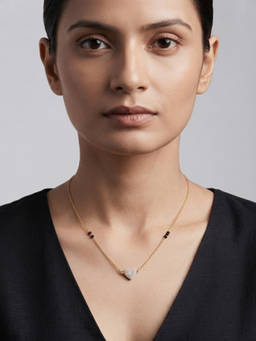 Soraya Luxe - 925 Sterling Silver Minimal Heart 18K Gold Plated Mangalsutra Necklace