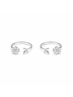 MINOUS - 925 Silver Flower Petal Toe Ring (Adjustable)