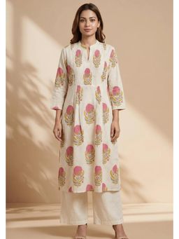 PANCHRANGA - Blush Bloom Pintuck Cotton Kurta with Pant