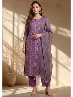 PANCHRANGA - Purple Noor-E-Violet Modal Handblock Kurta with Pant and Dupatta