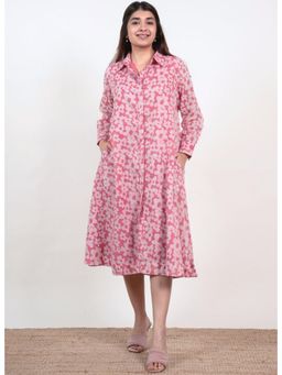 The Indian Ethnic Co. - Samia Pink Batik Mulmul Shirt Dress