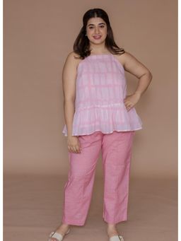 The Indian Ethnic Co. - Zimi Pink Batik Mulmul A Line Short Top