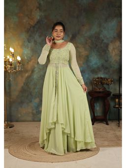 Fiorebymalar - Green Jade Kurta With Lehenga And Dupatta