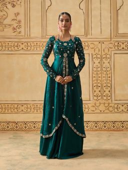 Fiorebymalar - Green Neeta Anarkali With Skirt And Dupatta