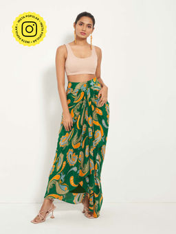 Style Junkiie - Green Paisley Draped Skirt