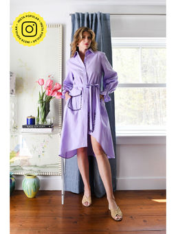 Style Junkiie - Lilac Poplin Shirt Dress (Set of 2)