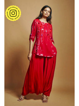 Style Junkiie - Berry Red Patiala Pants