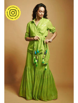 Style Junkiie - Lime Green Wrap Long Shirt