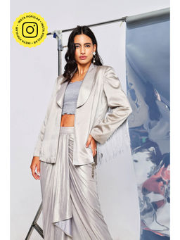 Style Junkiie - Silver Fringe Blazer