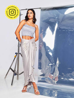 Style Junkiie - Silver Smocked Bustier