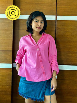 Style Junkiie - BUBBLEGUM PINK POPLIN SHIRT DRESS