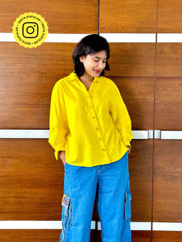 Style Junkiie - NEON YELLOW RUCHED SHIRT