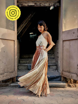Style Junkiie - Sea Salt Fabric Play Halter Maxi Dress