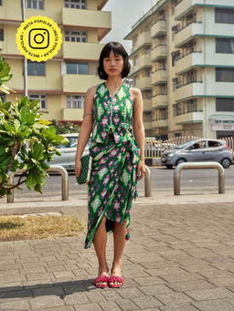 Style Junkiie - Cafe Green Ikat Bandana Wrap Skirt
