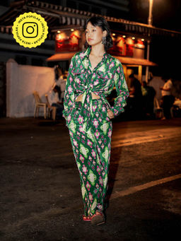 Style Junkiie - Cafe Green Ikat Straight Trousers