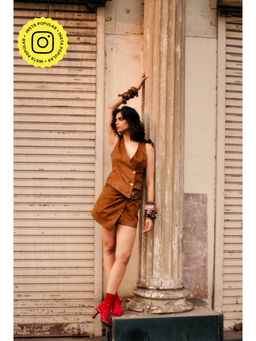 Style Junkiie - Tan Suede Mini Skirt