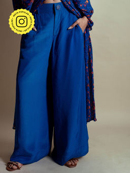 Style Junkiie - Ink Blue Solid Wide Pant