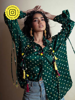 Style Junkiie - Peek-A-Green Bandhani Shirt